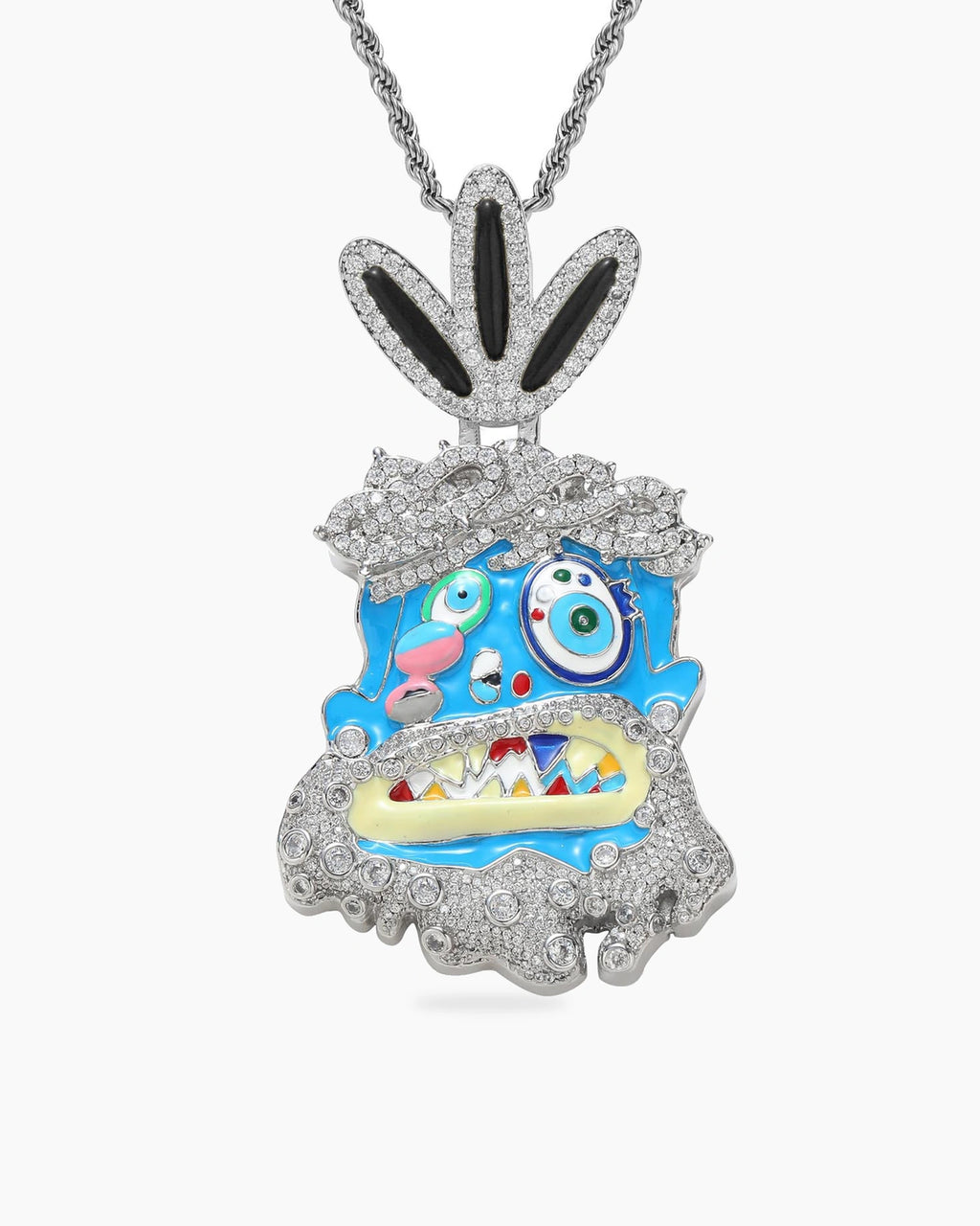 Iced CZ Monster Pendant Necklace – Hip-Hop Streetwear Style