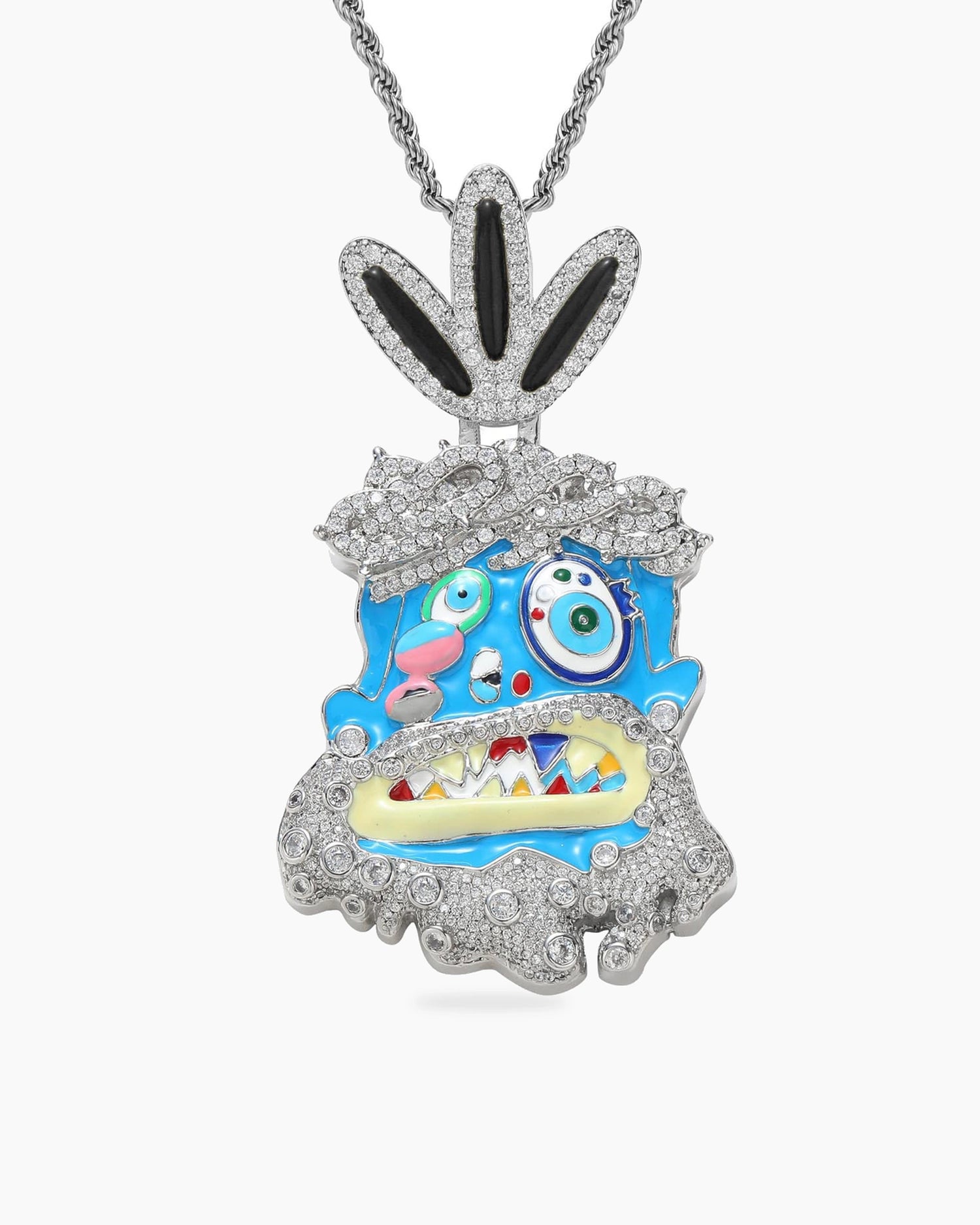 Iced CZ Monster Pendant Necklace – Hip-Hop Streetwear Style