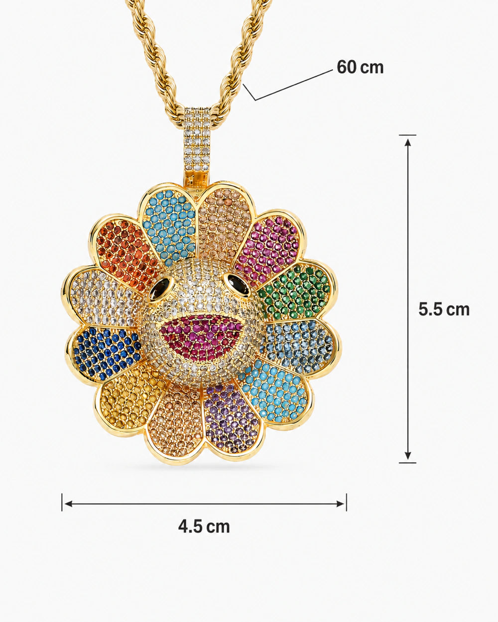 Multicolor Smiley Flower Pendant Necklace