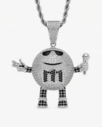 Iced CZ Mic Character Pendant Necklace