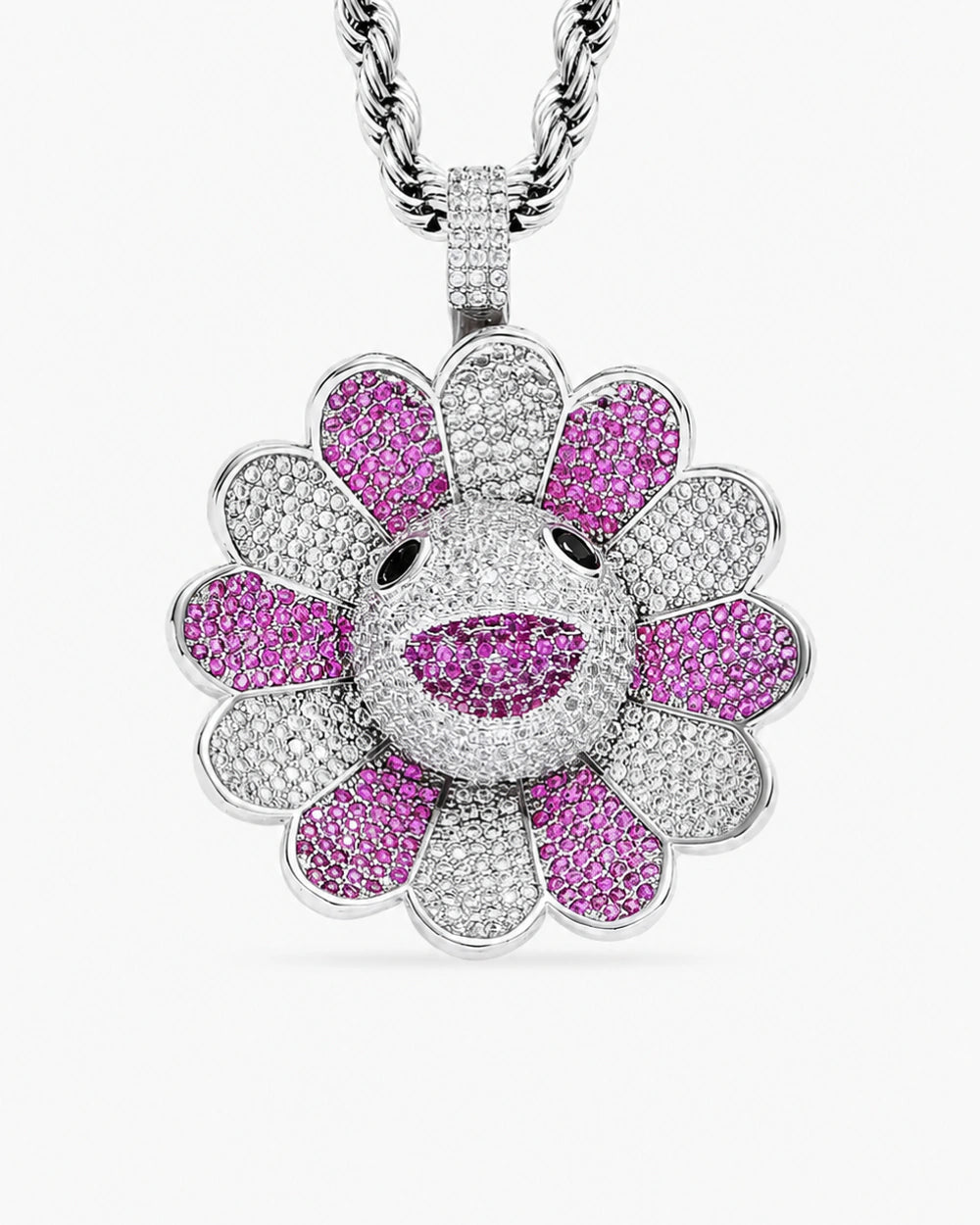 Multicolor Smiley Flower Pendant Necklace