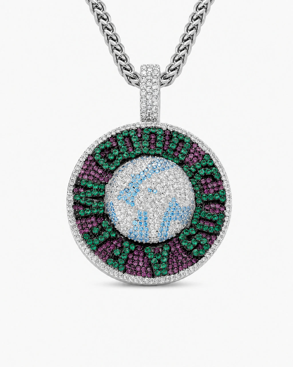 Rotating Globe Micro-Pavé CZ Pendant Necklace