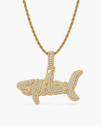 Iced CZ SHARK Pendant Necklace