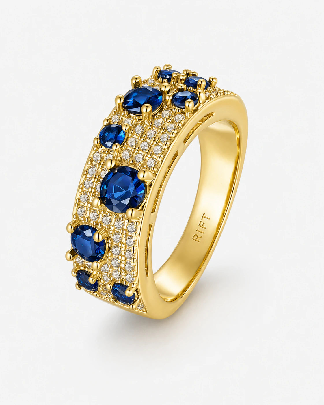 8MM Blue Gem Moissanite Pavé Ring