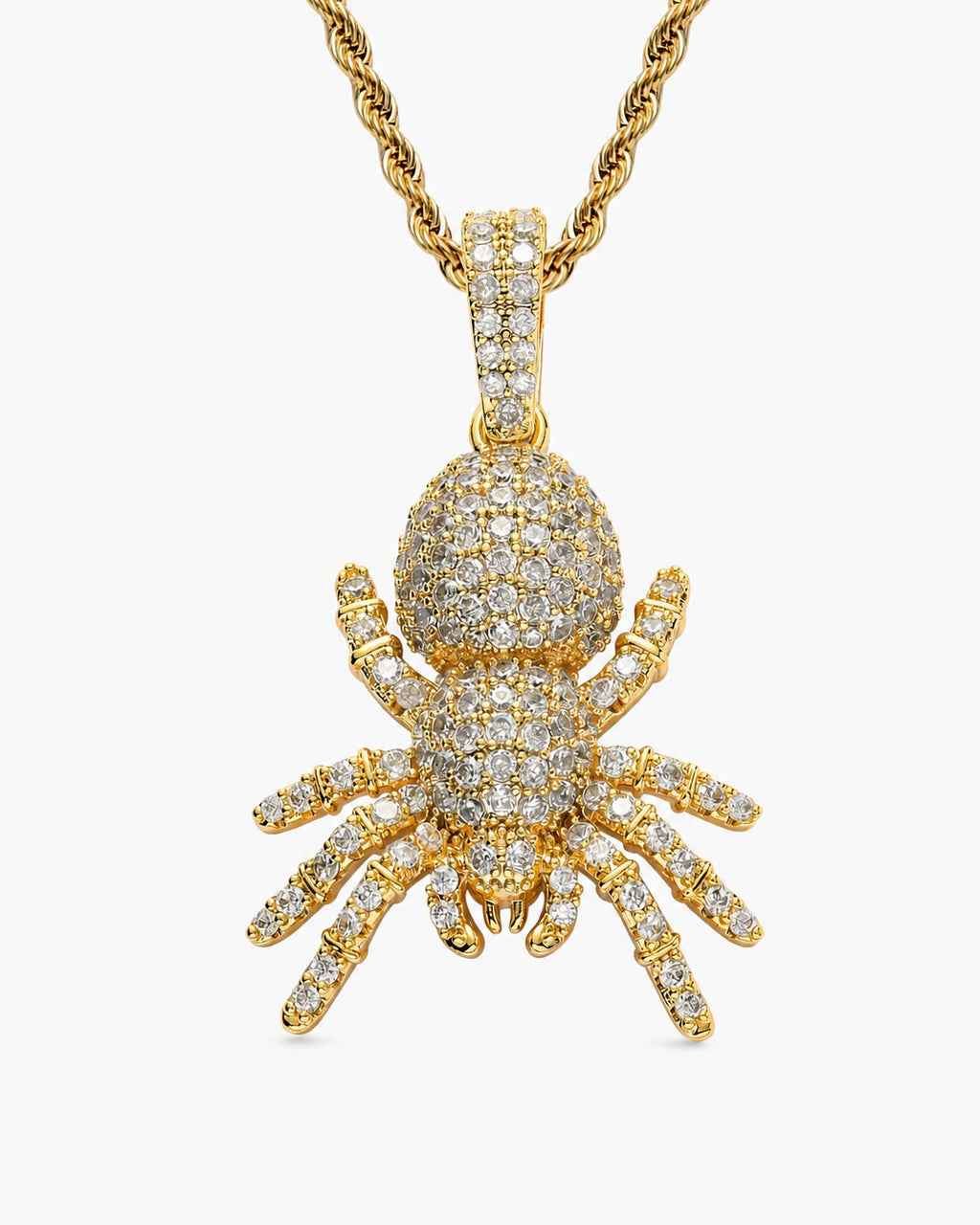 Iced CZ Poisonous Spider Pendant Necklace
