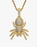 Iced CZ Poisonous Spider Pendant Necklace