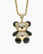 Iced CZ Little Bear Stone-Set Pendant Necklace