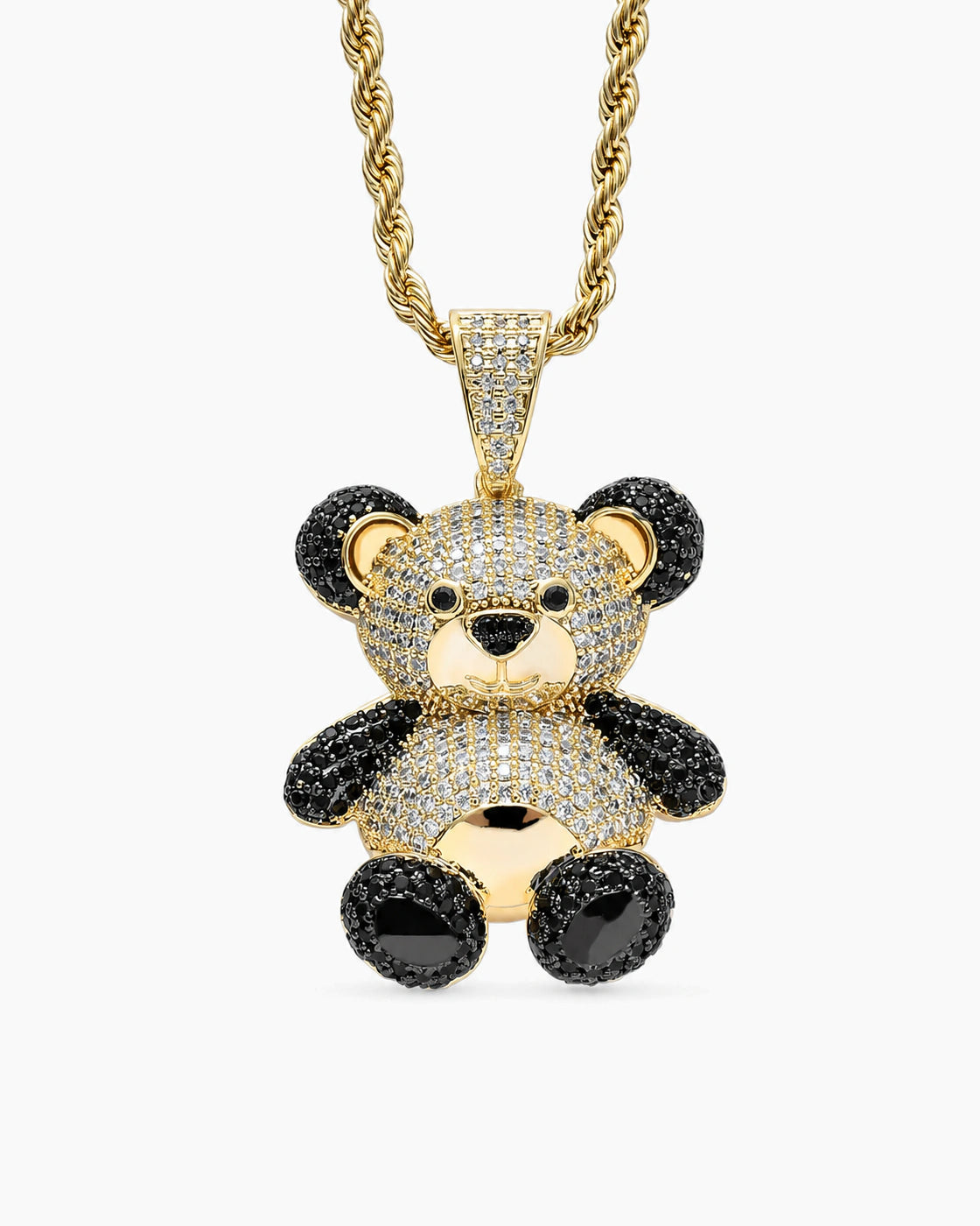 Iced CZ Little Bear Stone-Set Pendant Necklace