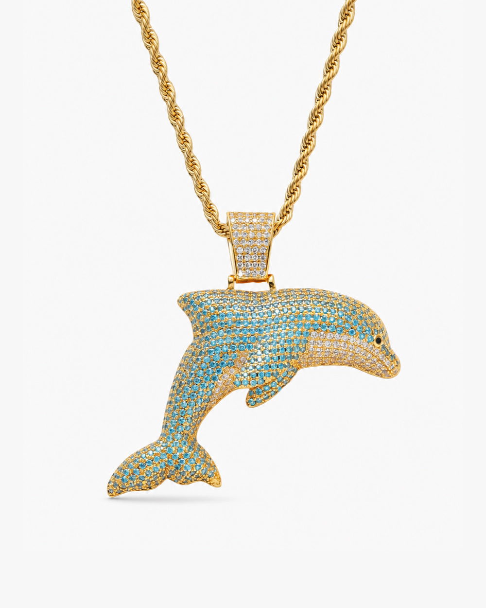 Iced CZ Dolphin Pendant Necklace