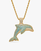 Iced CZ Dolphin Pendant Necklace