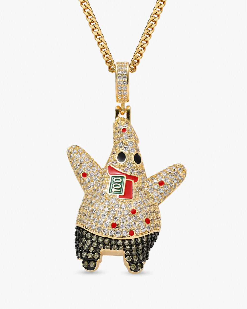 Iced CZ Starfish Character Pendant Necklace