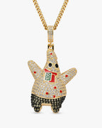 Iced CZ Starfish Character Pendant Necklace