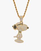 Iced CZ Side-Profile Cartoon Dog Pendant Necklace