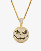Iced CZ Stitched Grin Pendant Necklace