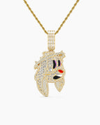 Iced CZ Cartoon Face Pendant Necklace