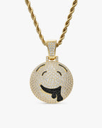 Iced CZ Dripping Smile Pendant Necklace