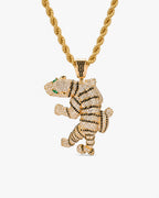 Iced CZ Wrapped Dinosaur Character Pendant Necklace
