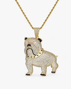 Iced CZ Bulldog Pendant Necklace