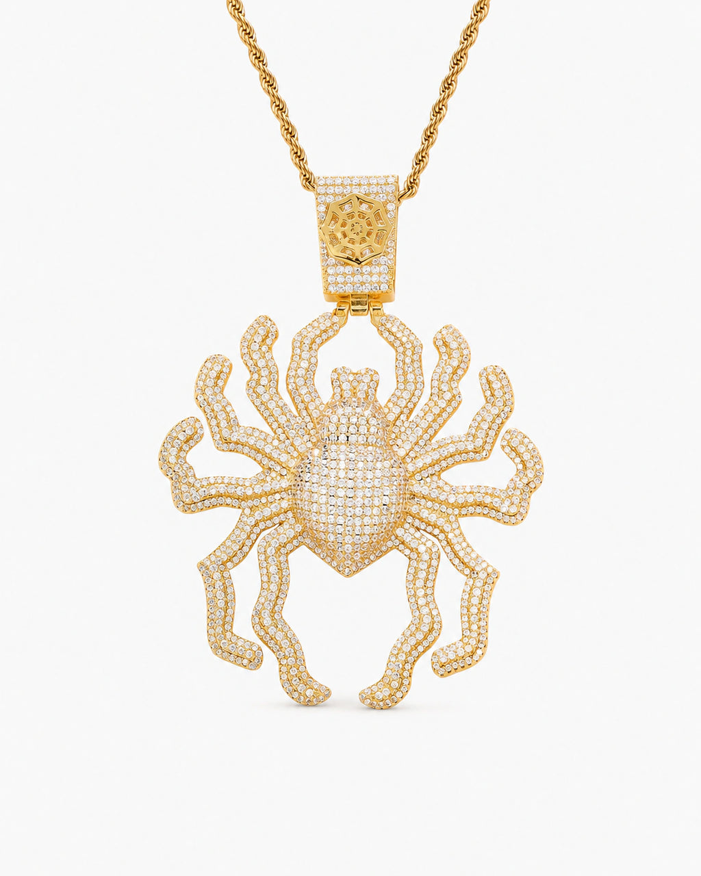 Iced CZ Spider Pendant Necklace