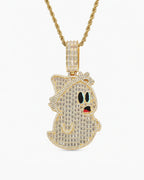 Iced CZ Ghost Pendant Necklace