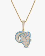 Iced CZ Ram Head Pendant Necklace