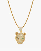 Iced CZ Stone-Set Leopard Head Pendant Necklace