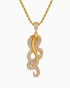 Iced CZ Cobra Spiral Pendant Necklace