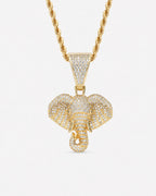 Iced CZ Stone-Set Elephant Pendant Necklace