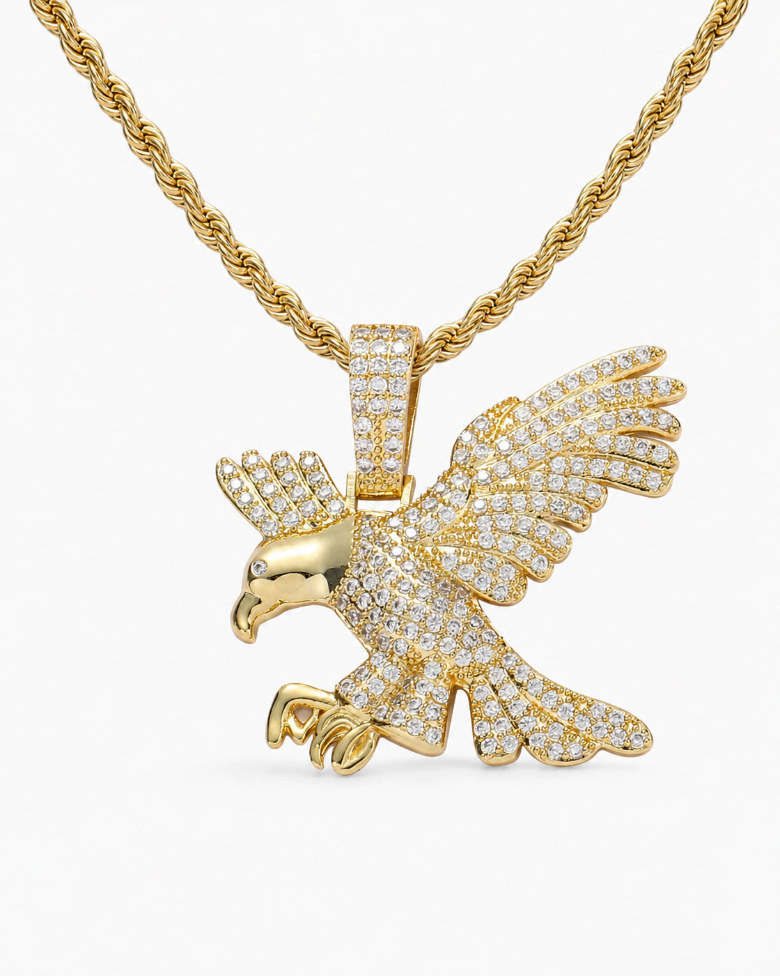 Iced CZ Eagle Pendant Necklace