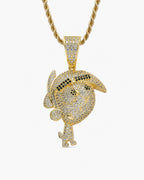 Iced CZ Pave Cartoon Figure Pendant Necklace