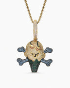 Iced CZ Skull Ice Cream Pendant Necklace