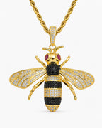Iced CZ Bee Pendant Necklace