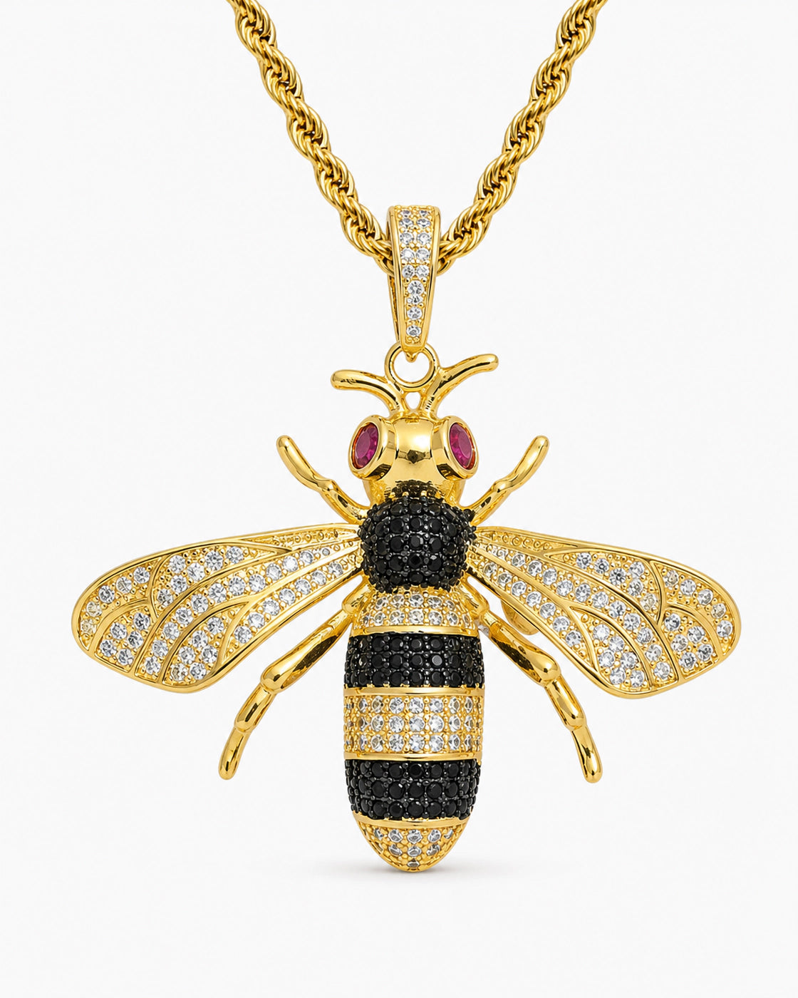 Iced CZ Bee Pendant Necklace