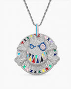 Multicolor Graffiti Face CZ Pendant Necklace
