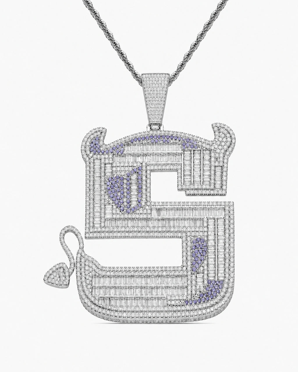 Iced CZ Statement S Symbol Pendant Necklace