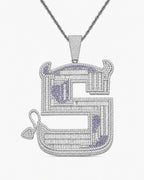 Iced CZ Statement S Symbol Pendant Necklace