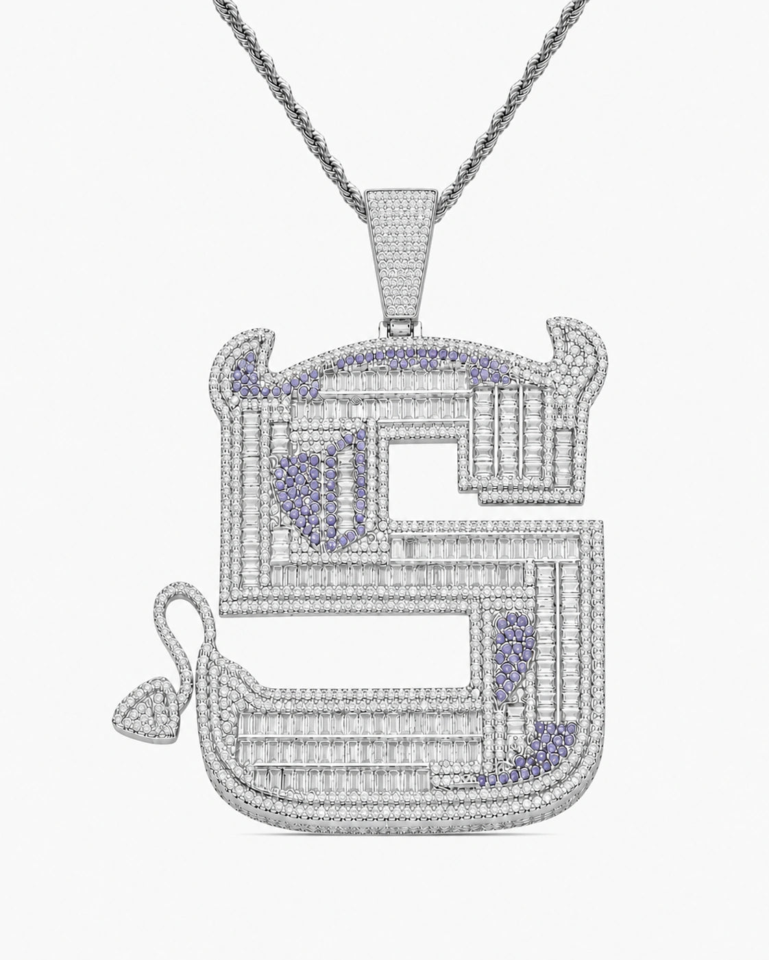 Iced CZ Statement S Symbol Pendant Necklace
