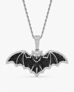 Iced CZ Bat Pendant Necklace