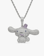 Iced CZ Long-Ear Character Pendant Necklace