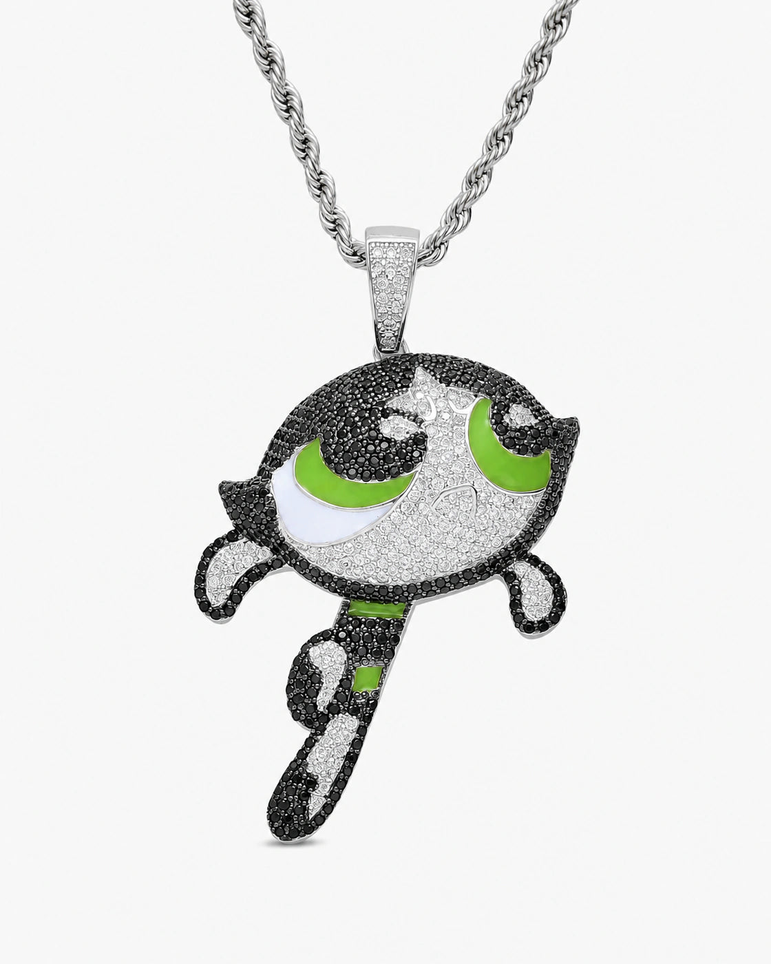 Iced CZ Cartoon Girl Pendant Necklace
