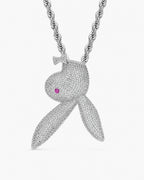 Iced CZ Pave-Style Bunny Head Pendant Necklace