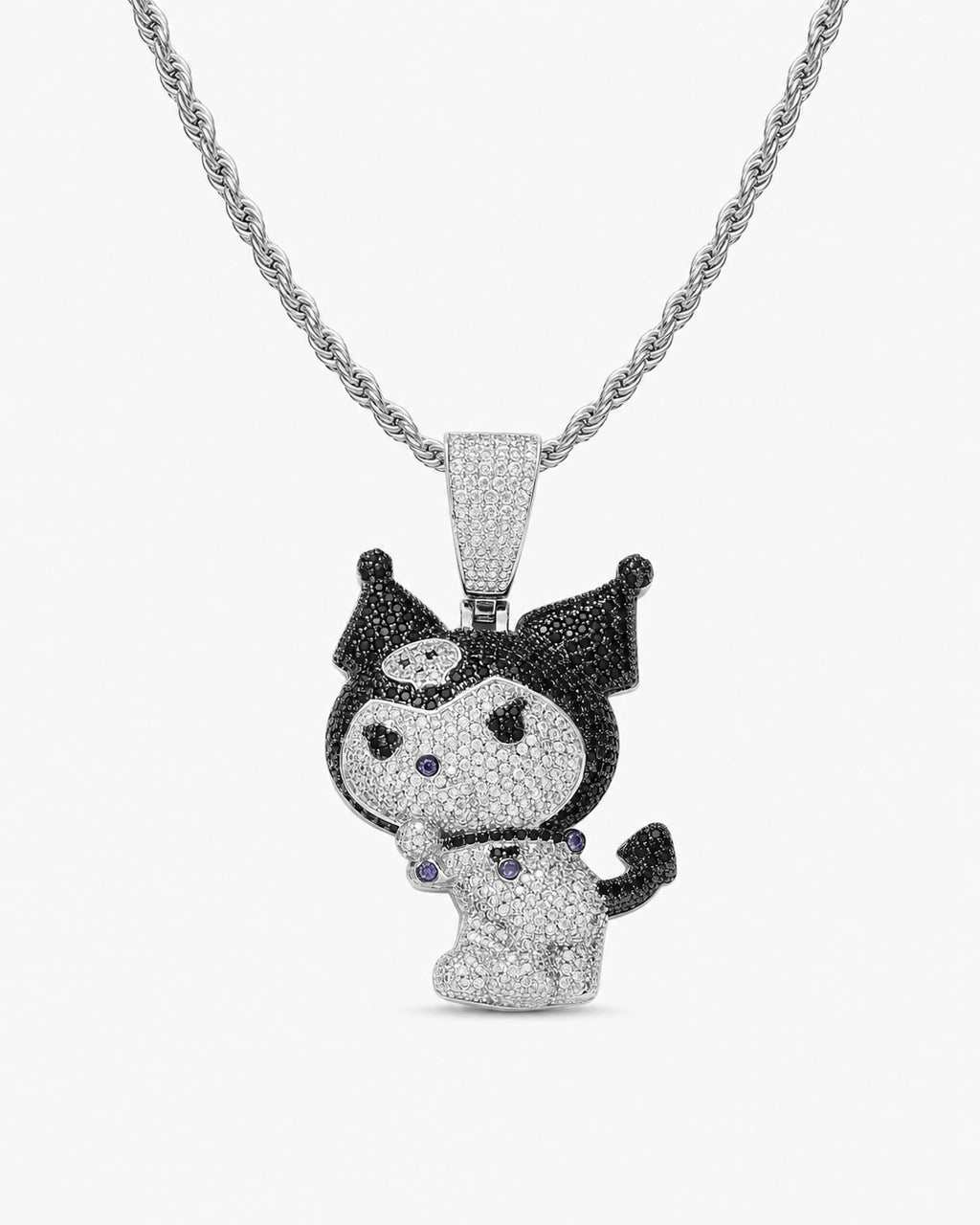 Iced CZ Jester Character Pendant Necklace