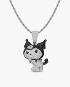Iced CZ Jester Character Pendant Necklace