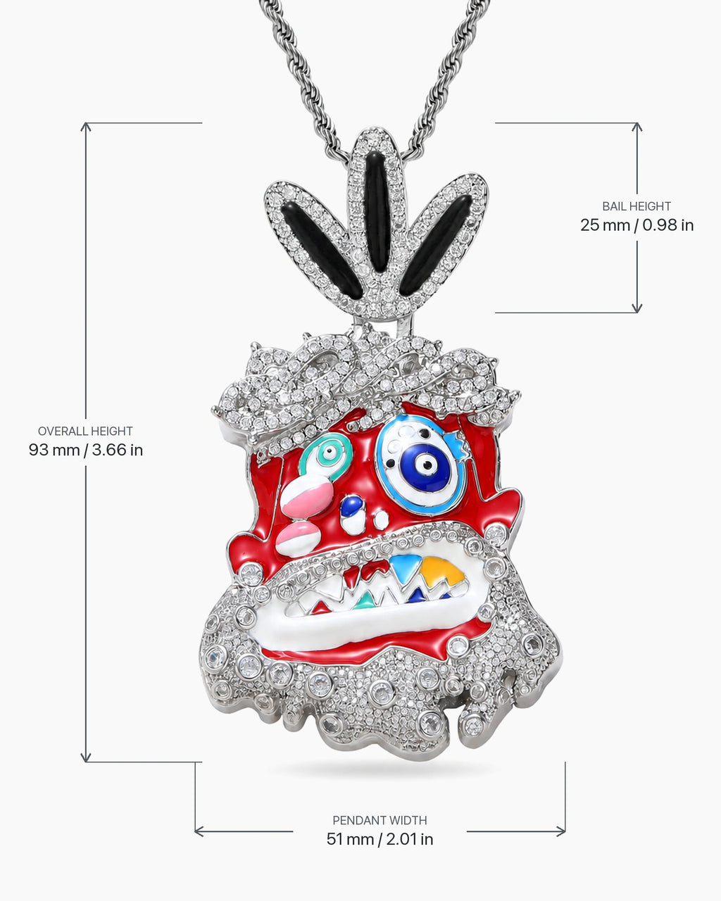 Iced CZ Monster Pendant Necklace – Hip-Hop Streetwear Style