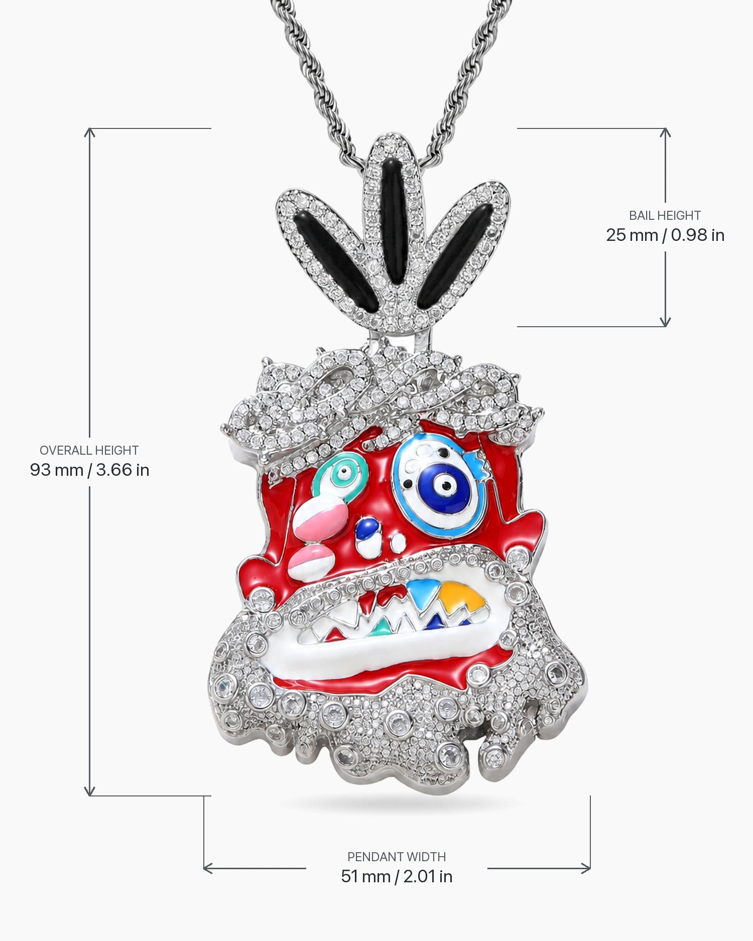 Iced CZ Monster Pendant Necklace – Hip-Hop Streetwear Style