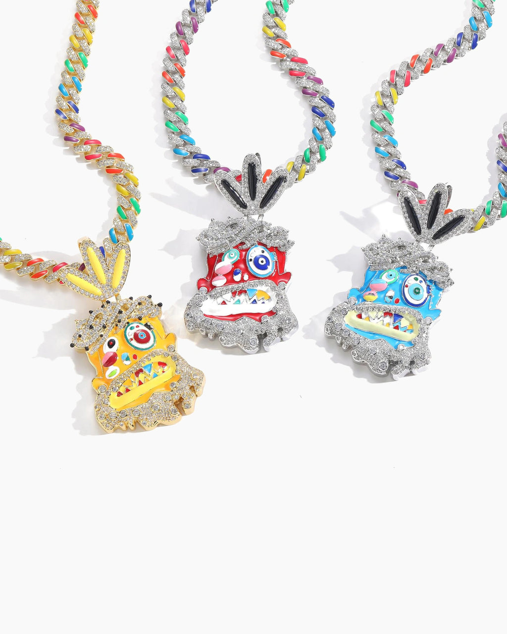 Iced CZ Monster Pendant Necklace – Hip-Hop Streetwear Style