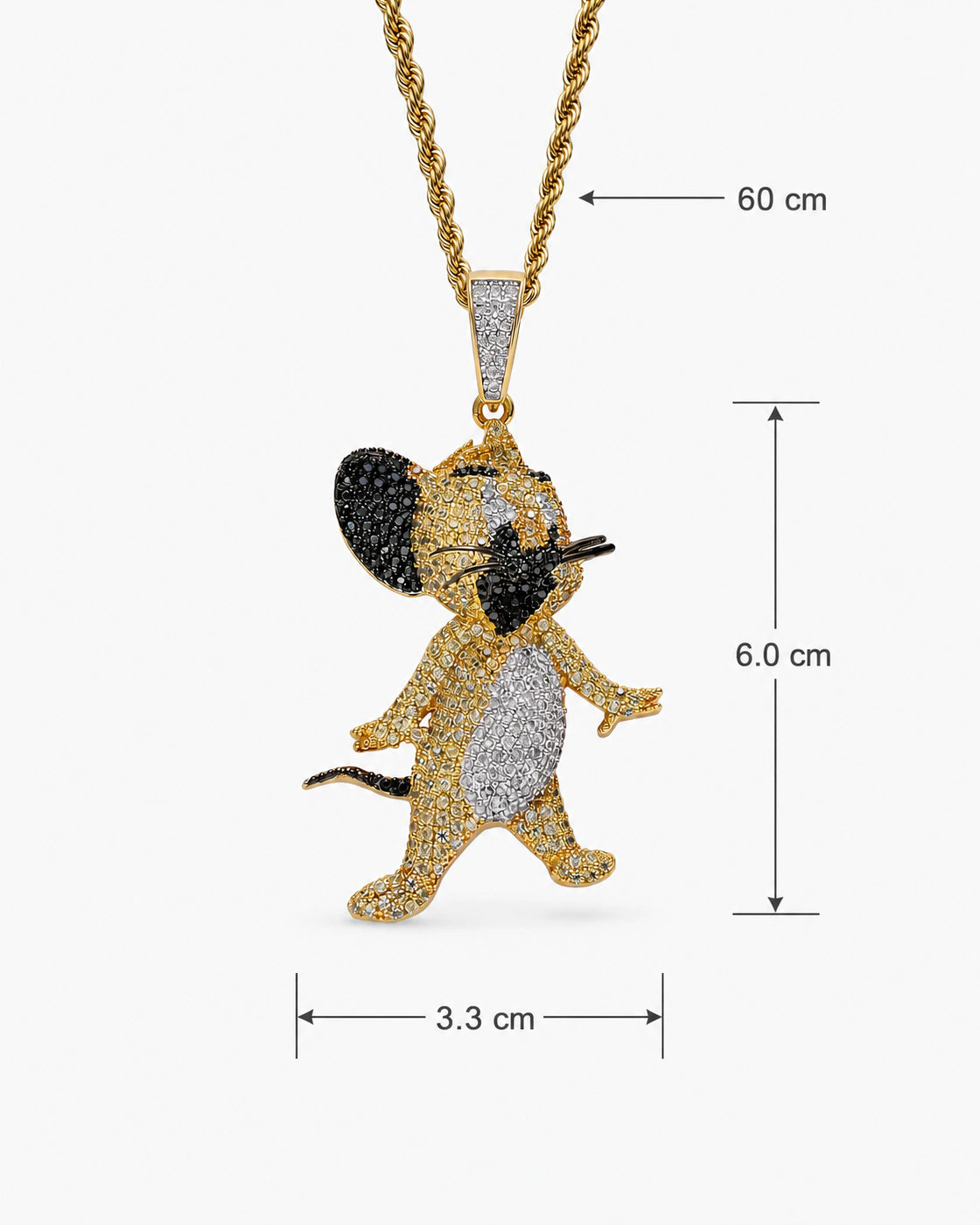 Gold-Tone Iced CZ Mouse Pendant Necklace