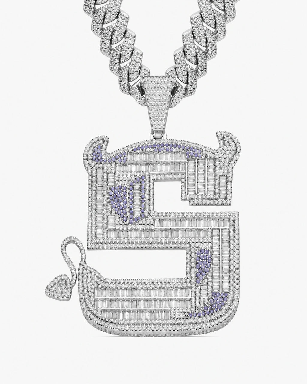 Iced CZ Statement S Symbol Pendant Necklace