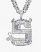 Iced CZ Statement S Symbol Pendant Necklace