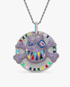 Multicolor Graffiti Face CZ Pendant Necklace